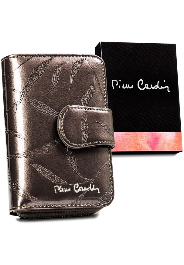 Portfel damski Pierre Cardin 02 LEAF 115 POPIEL. Materiał: skóra, lakier. Wzór: aplikacja