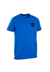 KIPSTA - Koszulka do piłki nożnej dla dzieci Kipsta FF100 Włochy 2024. Kolor: niebieski. Materiał: materiał, bawełna