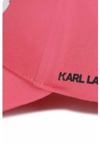 Karl Lagerfeld czapka bawełniana dziecięca kolor czerwony z nadrukiem. Kolor: czerwony. Materiał: bawełna. Wzór: nadruk #3