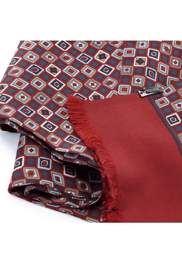 Wittchen - Męski szal z jedwabiu. Kolor: wielokolorowy, szary, czerwony. Materiał: jedwab. Styl: elegancki