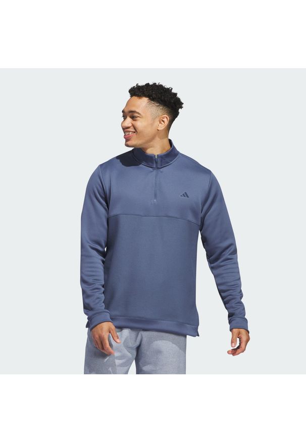 Adidas - Bluza Ultimate365 Textured Quarter-Zip. Typ kołnierza: golf. Kolor: niebieski. Materiał: materiał. Długość rękawa: długi rękaw. Sport: golf