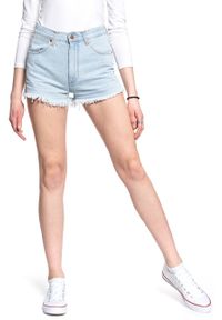 Wrangler - DAMSKIE SHORTY JEANSOWE WRANGLER FESTIVAL SHORT BLUE BALLAD W26FWPXA3. Materiał: jeans