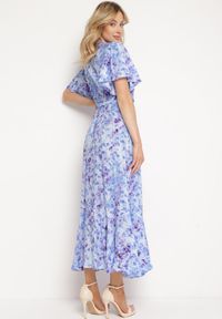 Born2be - Niebiesko-Fioletowa Sukienka Efiva. Typ kołnierza: dekolt w kształcie V. Kolor: niebieski. Długość rękawa: krótki rękaw. Styl: elegancki #2