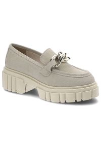 Beżowe Półbuty Karino Skórzane Buty Damskie. Okazja: na co dzień. Zapięcie: klamry. Kolor: beżowy. Materiał: skóra. Styl: casual, elegancki