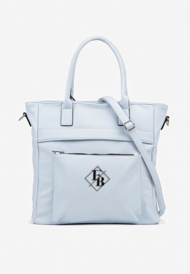 Renee - Niebieska Torebka Typu Shopper z Paskiem Crossbody Zdobiona Aplikacją Idaniela. Kolor: niebieski. Wzór: aplikacja. Dodatki: z aplikacjami. Materiał: zdobione. Styl: elegancki, casual. Rodzaj torebki: na ramię