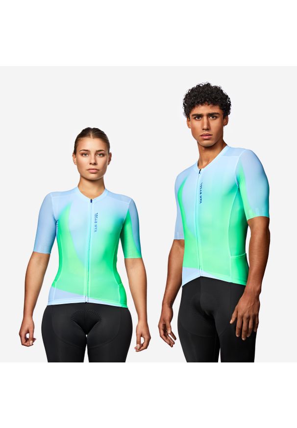 VAN RYSEL - Koszulka rowerowa szosowa Van Rysel Racer 2 LTD. Kolor: niebieski. Materiał: poliester, materiał, elastan. Sport: kolarstwo