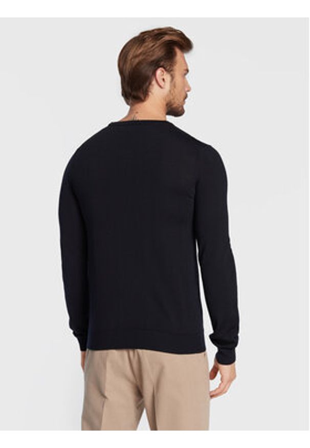 Hugo Sweter San Cedric-M1 50476832 Granatowy Slim Fit. Kolor: niebieski. Materiał: wełna