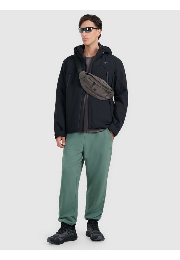 4f - 4F Kurtka przejściowa membrana 10000 męska - czarna S. Okazja: na co dzień. Kolor: czarny. Materiał: tkanina, poliester, materiał. Sezon: zima. Styl: casual, klasyczny