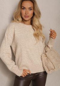 Renee - Beżowy Sweter z Domieszką Wełny Torissia. Kolor: beżowy. Materiał: wełna. Sezon: zima