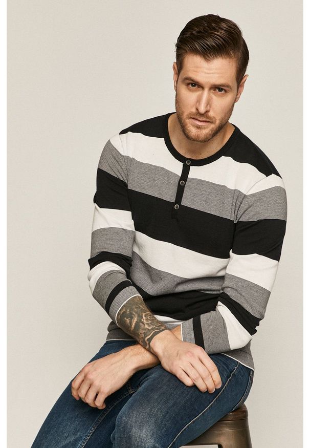 medicine - Medicine - Sweter Casual Elegance. Okazja: na co dzień. Kolor: niebieski. Materiał: dzianina. Długość rękawa: długi rękaw. Długość: krótkie. Styl: casual