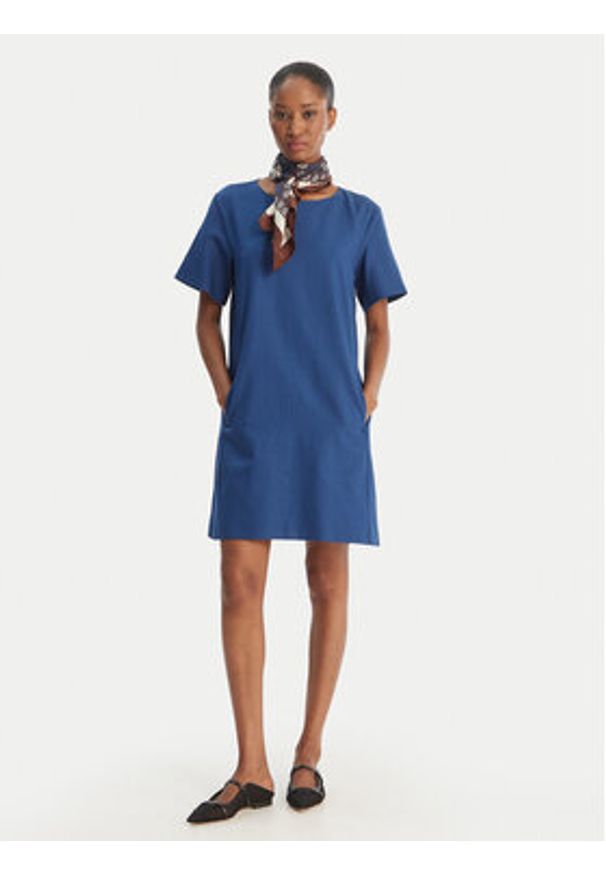 Weekend Max Mara Sukienka codzienna Daloa 2615221112 Niebieski Relaxed Fit. Okazja: na co dzień. Kolor: niebieski. Materiał: bawełna. Typ sukienki: proste. Styl: casual