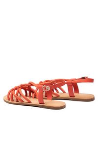 TOMMY HILFIGER - Tommy Hilfiger Sandały Flat Strappy Sandal FW0FW06668 Czerwony. Kolor: czerwony. Materiał: skóra #4