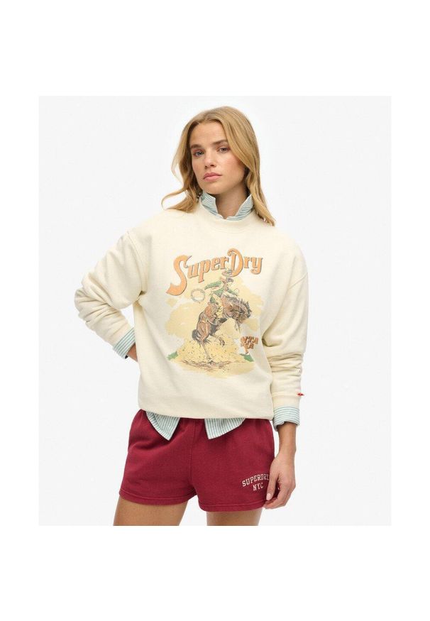 Superdry - Luźny sweter z motywem pamiątkowym. Kolor: biały