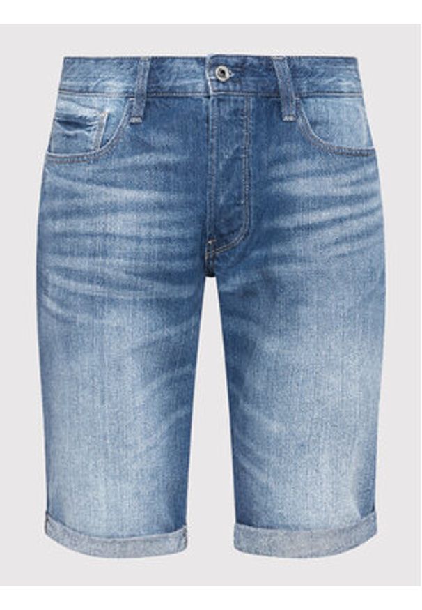 G-Star RAW - G-Star Raw Szorty jeansowe 3301 1/2 D07432-8973-071 Granatowy Straight Fit. Kolor: niebieski. Materiał: bawełna, jeans