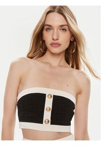 Elisabetta Franchi Bluzka TK-15B-42E2-004477 Czarny Slim Fit. Kolor: czarny. Materiał: syntetyk, wiskoza #5