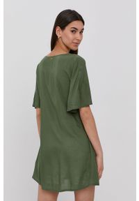 Roxy Sukienka kolor zielony mini rozkloszowana. Kolor: zielony. Materiał: tkanina. Długość rękawa: krótki rękaw. Wzór: gładki. Typ sukienki: rozkloszowane. Długość: mini #5