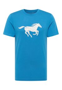 Mustang T-Shirt Austin 1016483 Niebieski Regular Fit. Kolor: niebieski. Materiał: bawełna