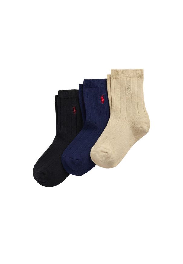 Zestaw 3 par wysokich skarpet dziecięcych Polo Ralph Lauren. Wzór: kolorowy