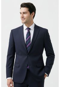 Klasyczny Krawat Klubowy - Alties - Granat w Prążek. Kolor: niebieski. Materiał: tkanina. Wzór: prążki. Styl: klasyczny #3