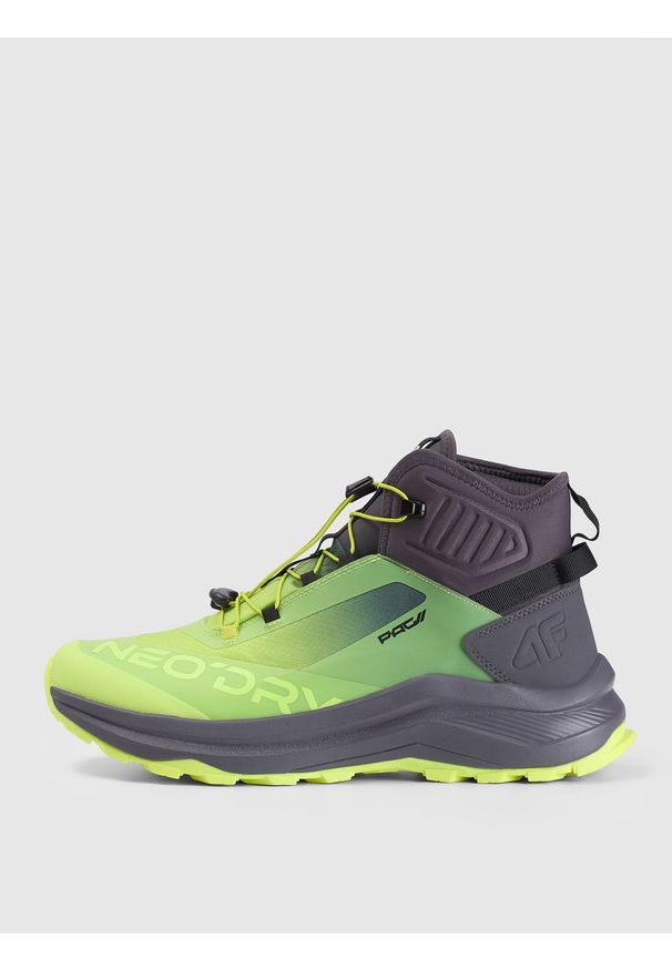 4f - 4F Wysokie buty trekkingowe PAG 2 z membraną męskie - zielone 44. Wysokość cholewki: przed kolano. Zapięcie: sznurówki. Kolor: zielony. Materiał: nylon, guma. Szerokość cholewki: normalna. Sezon: zima. Sport: turystyka piesza, wspinaczka