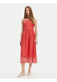 United Colors of Benetton - United Colors Of Benetton Sukienka letnia 4KUSDV0B7 Czerwony Regular Fit. Kolor: czerwony. Materiał: bawełna. Sezon: lato
