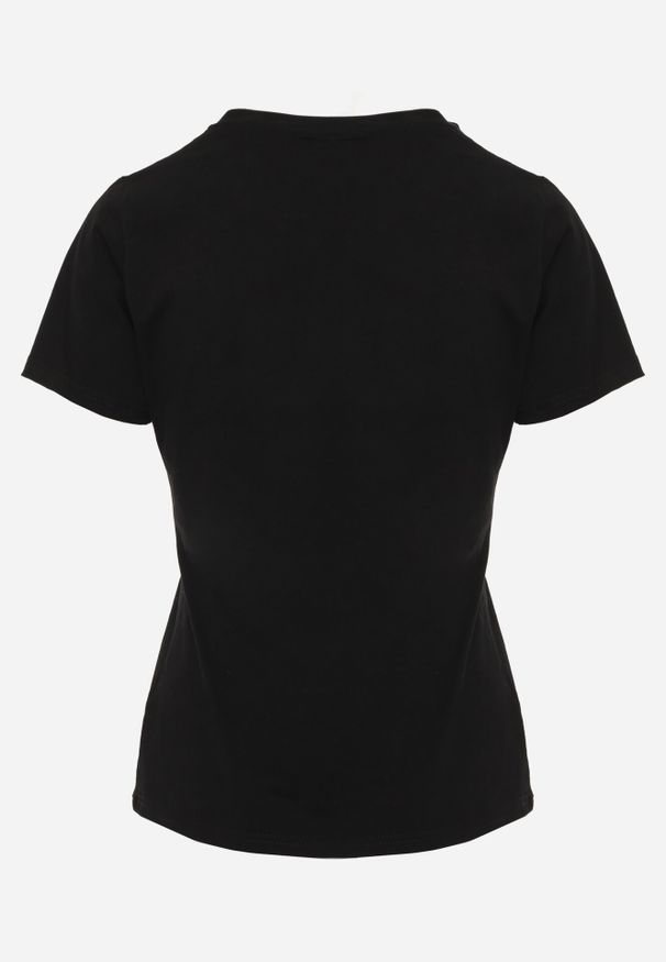 Born2be - Czarny Bawełniany T-shirt w Klasycznym Stylu Nedila. Kolor: czarny. Materiał: bawełna. Długość: długie. Styl: klasyczny