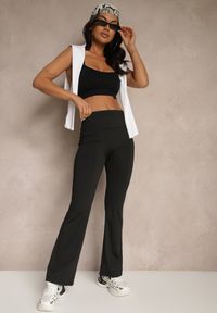 Renee - Czarne Spodnie Dzwony Legginsy High Waist Onellin. Okazja: na co dzień, na uczelnię. Stan: podwyższony. Kolor: czarny. Styl: retro, elegancki, casual #5