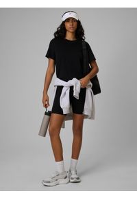 4f - 4F T-shirt regular gładki damski - czarny XL. Okazja: na co dzień. Kolor: czarny. Materiał: dzianina, bawełna. Długość rękawa: krótki rękaw. Długość: krótkie. Wzór: gładki. Styl: casual #2