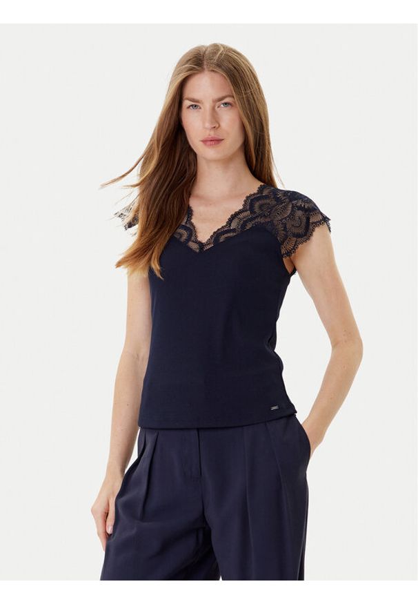 Morgan Bluzka 251-DELI Granatowy Slim Fit. Kolor: niebieski. Materiał: syntetyk