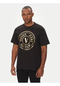 Versace Jeans Couture T-Shirt 78GAHT01 Czarny Regular Fit. Kolor: czarny. Materiał: bawełna