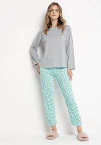 Born2be - Miętowy Komplet Piżamowy ze Spodniami i Longsleevem Gliceria. Kolor: miętowy. Materiał: dzianina #1