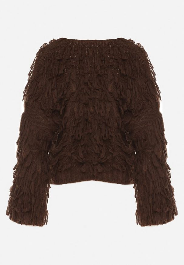 Born2be - Brązowy Wiązany Kardigan z Dodatkiem Wełny i Wiskozy Zdobiony Frędzlami Tiravea. Okazja: na co dzień. Typ kołnierza: dekolt w serek. Kolor: brązowy. Materiał: wełna, wiskoza. Długość rękawa: długi rękaw. Długość: długie. Wzór: aplikacja. Styl: casual, elegancki