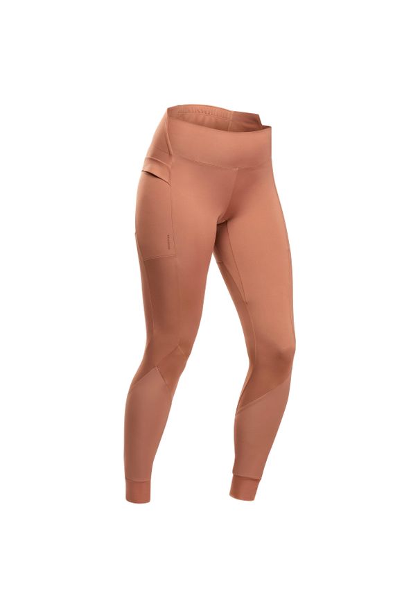 quechua - Legginsy turystyczne - MH500 - damskie. Kolor: brązowy, wielokolorowy, czerwony. Materiał: elastan, poliester, materiał