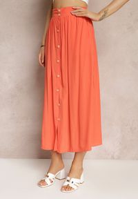 Renee - Pomarańczowa Rozkloszowana Spódnica Maxi z Gumką w Talii i Kieszeniami Kendrani. Okazja: na co dzień, na imprezę. Kolor: pomarańczowy. Styl: elegancki, casual #5