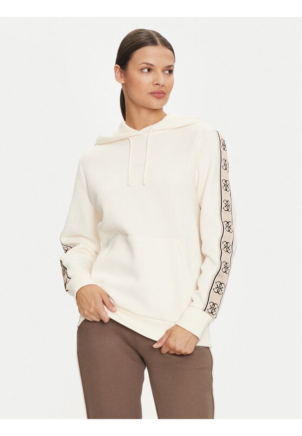Guess Bluza V4YQ11 KB3P2 Beżowy Regular Fit. Kolor: beżowy. Materiał: syntetyk, bawełna