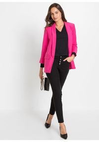 bonprix - Długi żakiet z mieszanki wiskozy. Kolor: różowy. Materiał: wiskoza. Długość: długie. Styl: elegancki #3