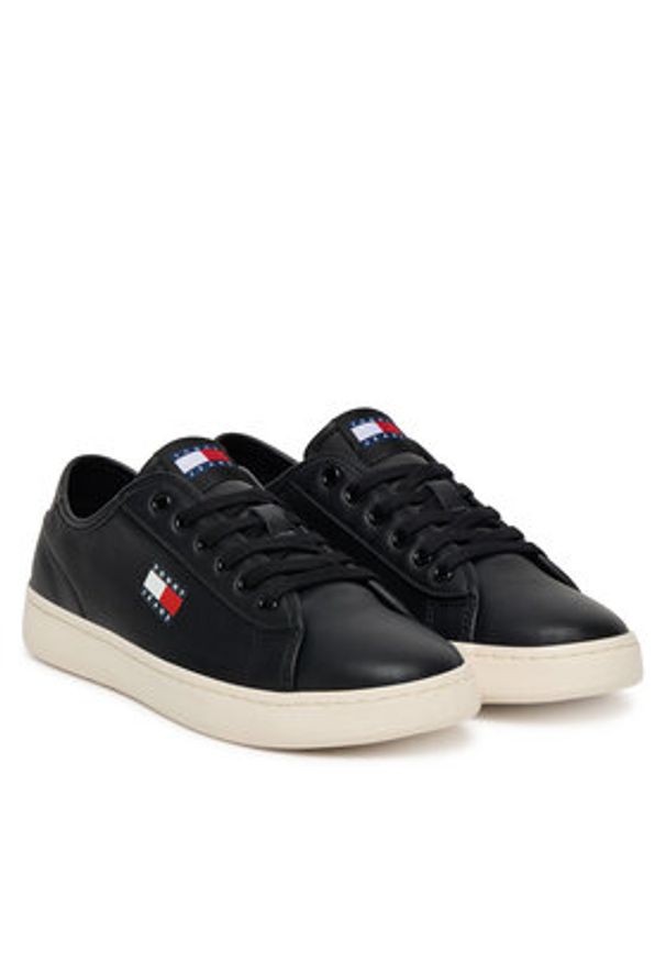 Tommy Jeans Tenisówki Tjw Lightweight Court EN0EN02875 Czarny. Kolor: czarny. Materiał: skóra