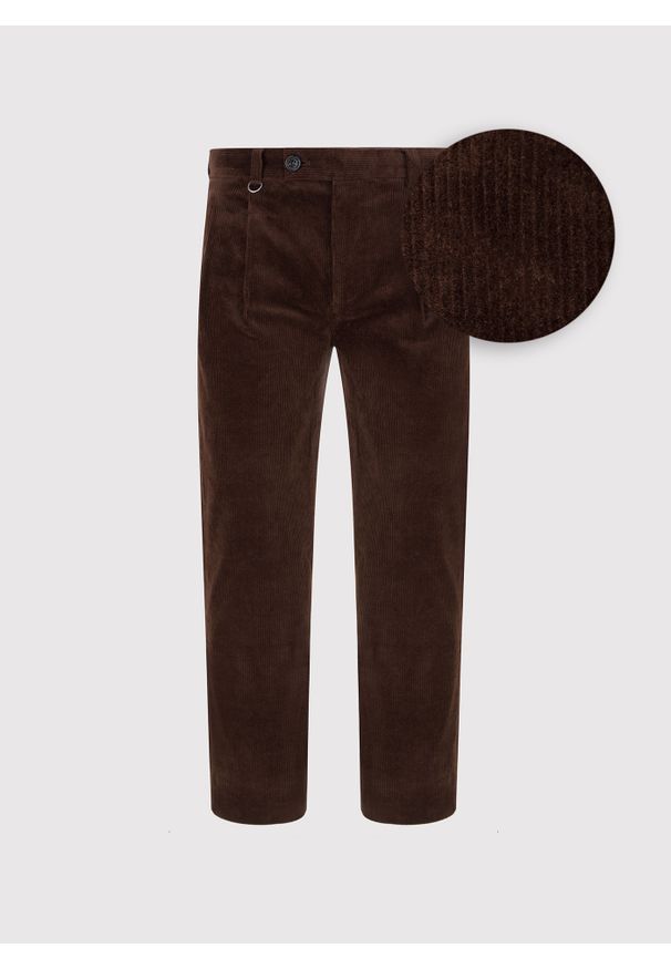 Pako Lorente - PAKO LORENTE - Brązowe spodnie z zakładkami. Kolor: brązowy. Materiał: sztruks, bawełna, elastan. Sezon: zima, jesień