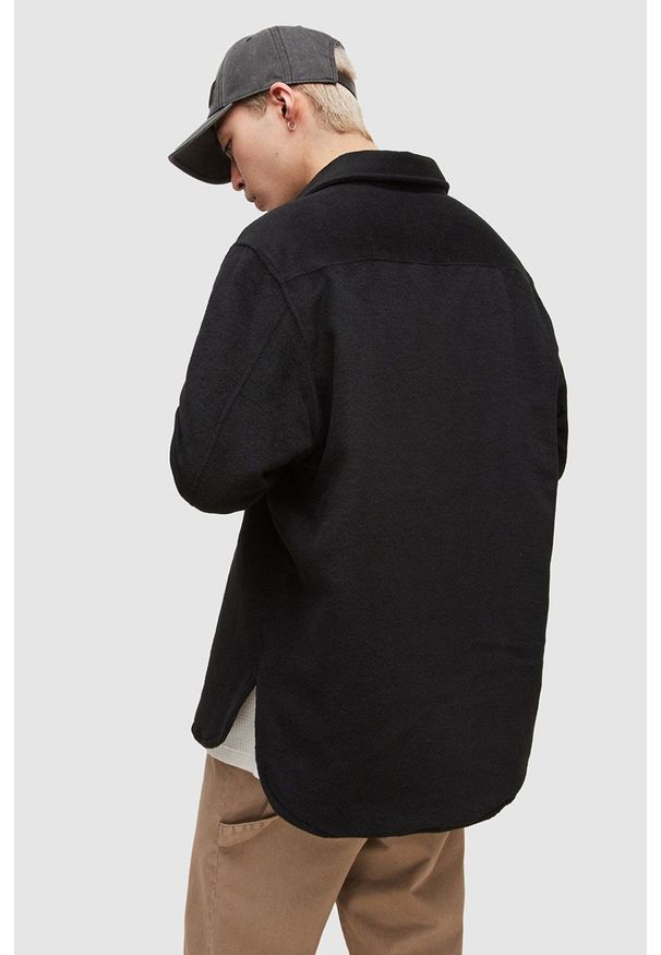 AllSaints kurtka z domieszką wełny kolor czarny przejściowa. Kolor: czarny. Materiał: wełna