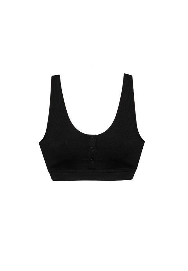 MUUV - Biustonosz sportowy Wonder Top. Kolor: czarny. Materiał: materiał, prążkowany. Rodzaj stanika: odpinane ramiączka, push-up