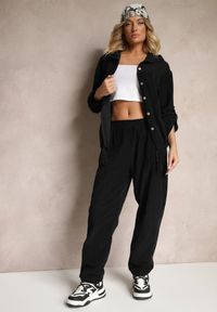Renee - Czarne Bawełniane Spodnie High Waist w Klasycznym Stylu Arivora. Okazja: na co dzień. Stan: podwyższony. Kolor: czarny. Materiał: bawełna. Styl: klasyczny #4
