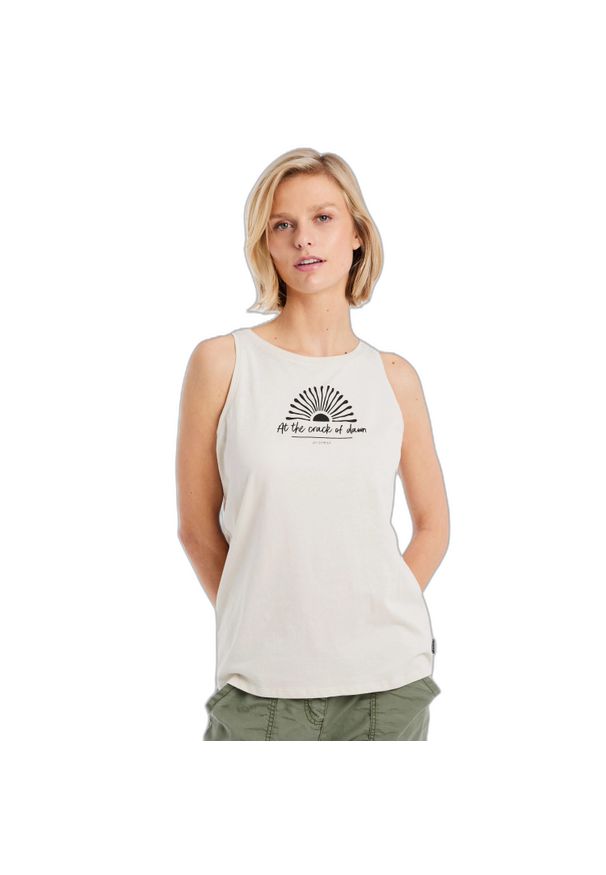 Damski tank top Protest Prtkuhli. Kolor: biały. Wzór: nadruk. Sezon: lato. Sport: turystyka piesza