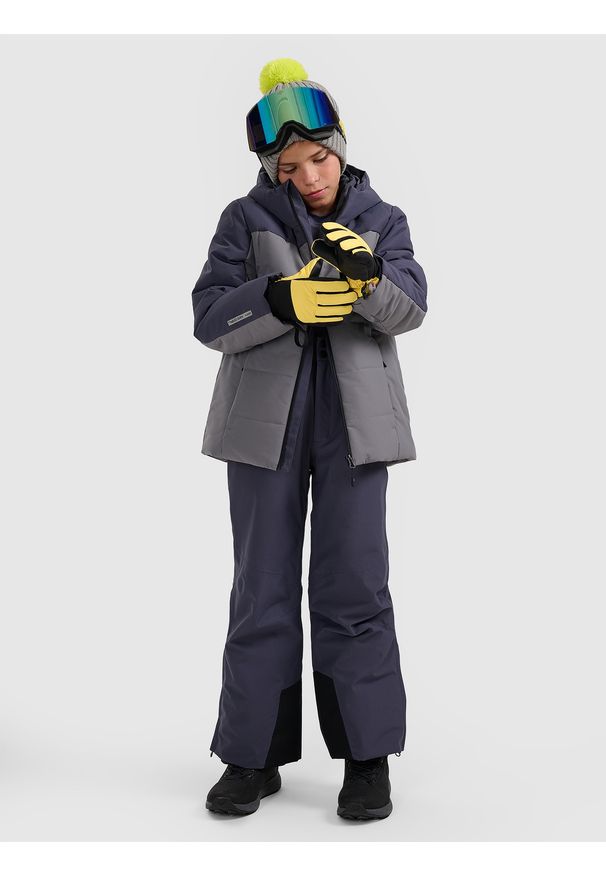 4f - 4F Kurtka narciarska membrana 5000 chłopięca - szara 146 (10-11 lat). Kolor: szary. Materiał: poliester, materiał. Wzór: gładki. Sezon: lato. Styl: sportowy