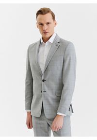 Pako Lorente - PAKO LORENTE – Szara wełniana marynarka garniturowa w kratę. Okazja: na ślub cywilny, na wesele, na komunię. Kolor: szary. Materiał: wełna. Styl: klasyczny, elegancki