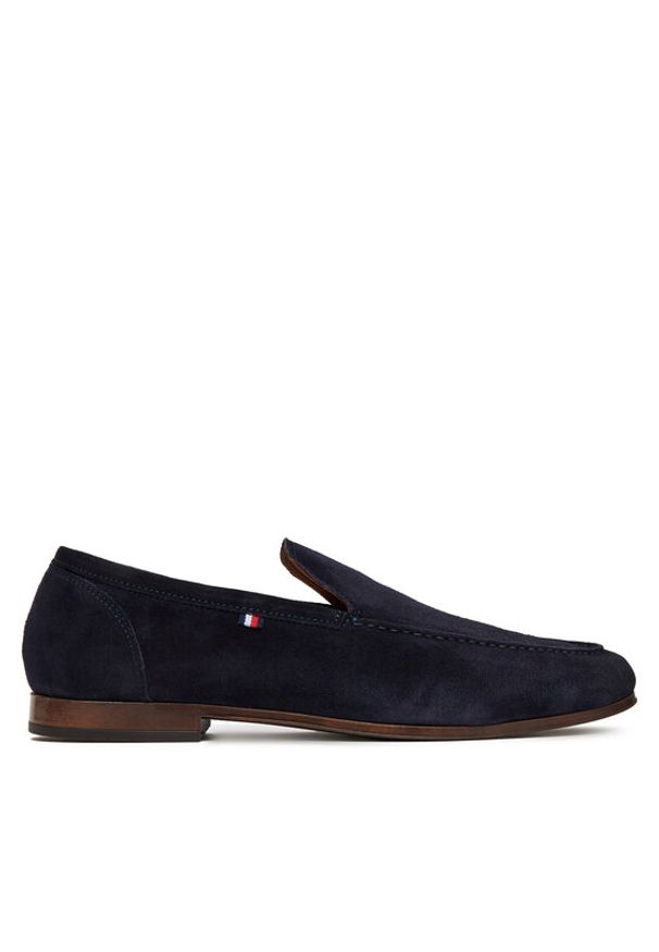 TOMMY HILFIGER - Tommy Hilfiger Półbuty Hilfiger Flexible Suede Loafer FM0FM05496 Granatowy. Kolor: niebieski. Materiał: skóra, zamsz