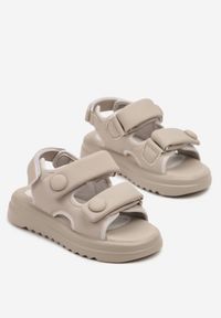 Renee - Szare Sandały w Stylu Chunky z Wkładką ze Skóry Naturalnej Ellisette. Okazja: na co dzień, na spacer. Kolor: szary. Materiał: skóra. Wzór: aplikacja. Styl: casual, elegancki #3