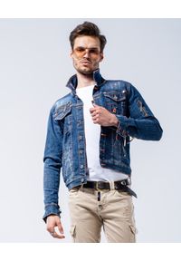 GUNS & TUXEDOS - Jeansowa kurtka z przetarciami Abaddon. Kolor: niebieski. Materiał: jeans. Wzór: aplikacja. Sezon: lato, wiosna. Styl: elegancki #1
