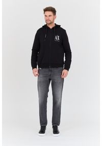 Armani Exchange - ARMANI EXCHANGE Czarna męska bluza z kapturem, Rozmiar M. Typ kołnierza: kaptur. Kolor: czarny #5
