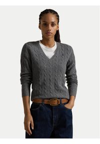 Polo Ralph Lauren Sweter 211910422013 Szary Regular Fit. Typ kołnierza: polo. Kolor: szary. Materiał: wełna