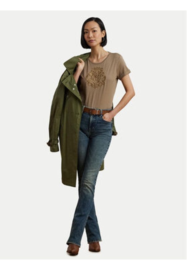 Lauren Ralph Lauren - LAUREN RALPH LAUREN T-Shirt 200963905002 Beżowy Relaxed Fit. Kolor: beżowy. Materiał: bawełna